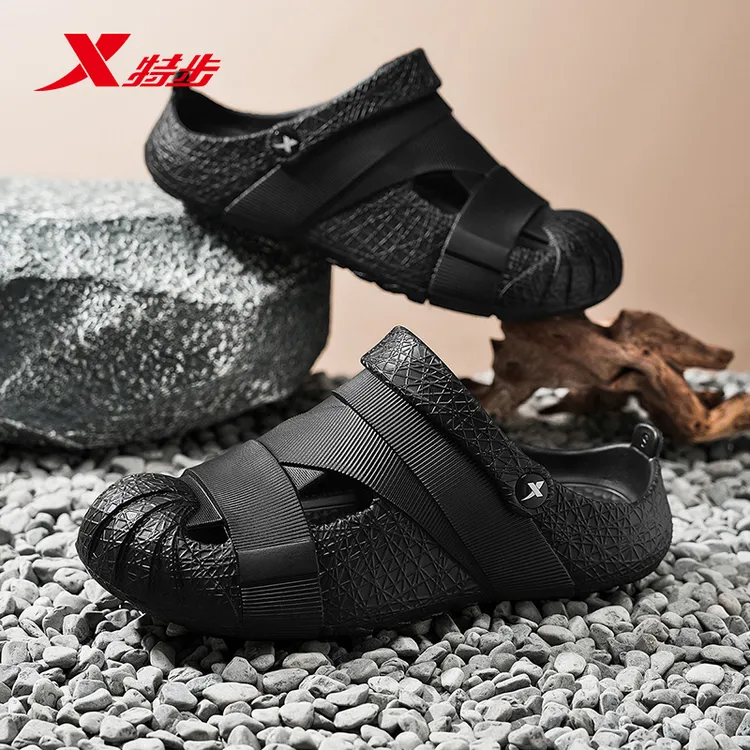 特步洞洞鞋男鞋夏季软底运动户外拖鞋男士款2025新款爆款外穿沙滩