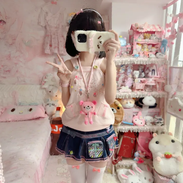 卡拉猫猫酱mpzzopiano复刻女儿服可爱软妹萌系刺绣礼物盒牛仔裙