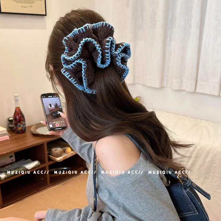 木子秋高品质手作针织毛线撞色大肠发圈精致优雅气质时尚百搭发饰