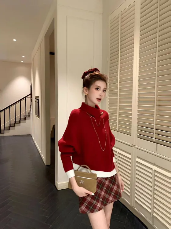 【芝士Cheese】法博少女 法式长袖针织时尚百搭小众不规则设计斗篷