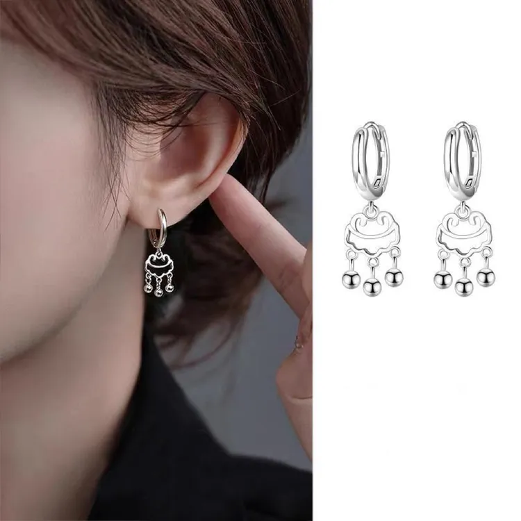 【吉祥如意】平安锁耳扣女新款爆款高级感耳环耳坠轻奢小众耳饰