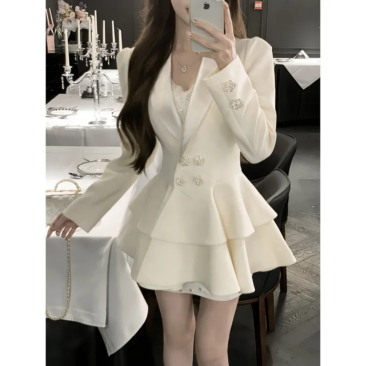 AZZHEN【千金气场】名媛气质西装优雅裙上衣AZ5PSE10-SW