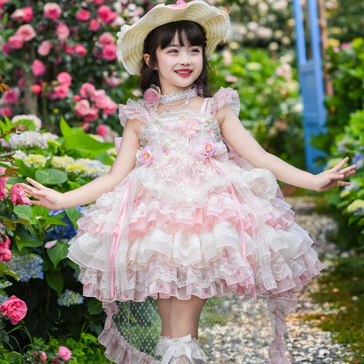 洛丽塔女童公主裙夏装新款小女孩花仙子连衣裙儿童礼服裙子TH2609