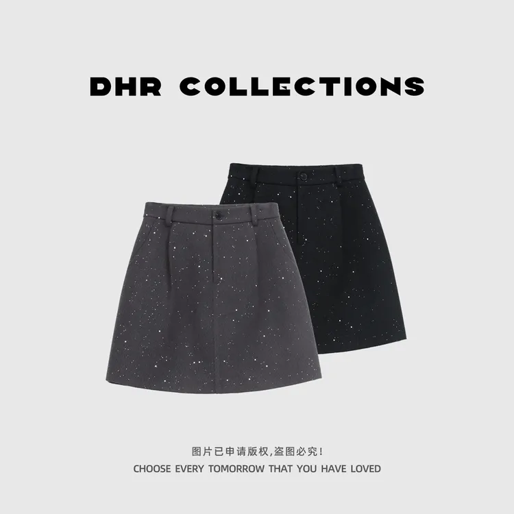 豆豆10【星夜闪耀】小众百搭显瘦中腰半身裙简约休闲裙子-610925DDQ