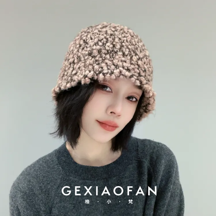 格小梵 · 秋冬堆堆帽毛线针织毛绒韩版新款包头大头围百搭显脸小