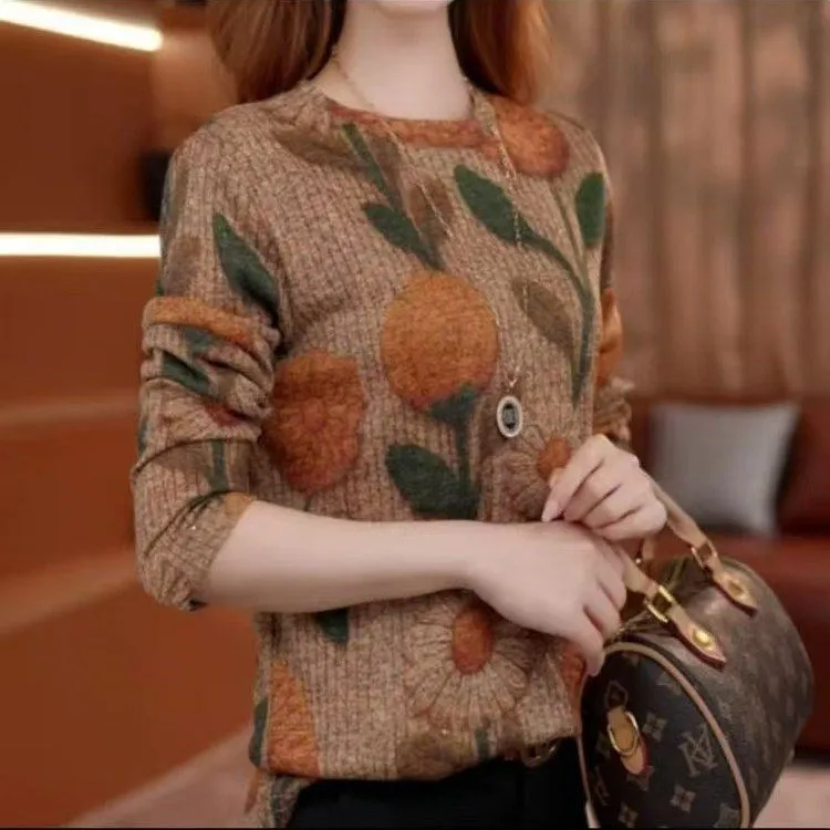 直播爆款2025长袖t恤秋冬新款妈妈洋气保暖磨毛打底衫女