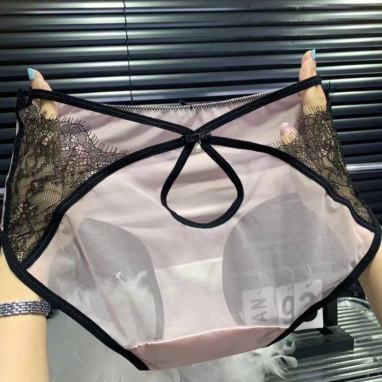 女士内裤新款性感纯欲透明蕾丝镂空不夹臀
