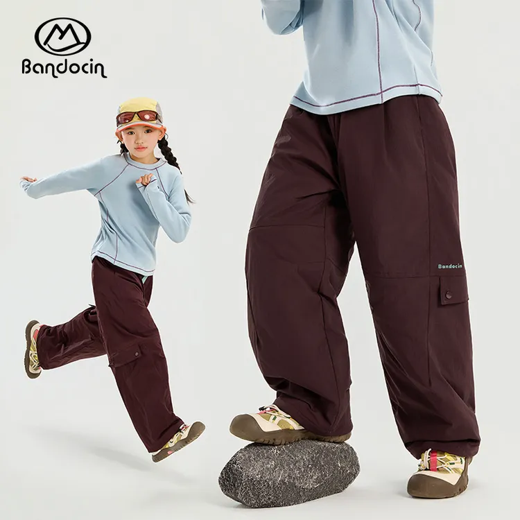 BANDOCIN/半度闲女童裤子冬季户外工装轻棉裤宽松直筒裤防风长裤