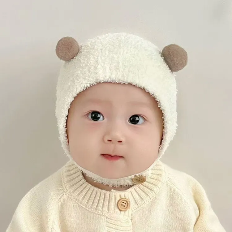 韩版ins小球秋冬新款百搭宝宝护耳保暖防寒舒适婴儿软糯婴儿帽子
