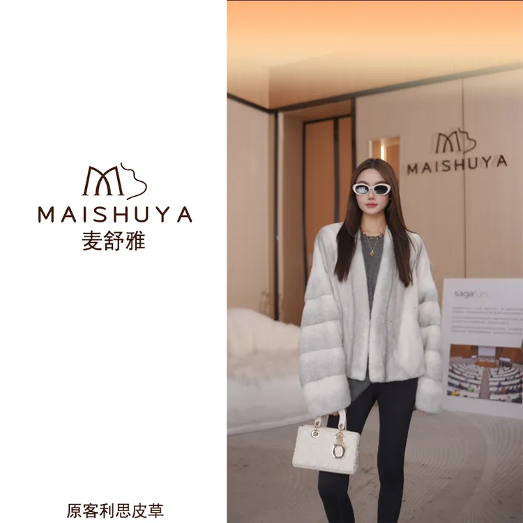 雪儿【11.11券新款上新】海宁皮草进口水貂100%真貂女V领蝙蝠袖貂皮大衣