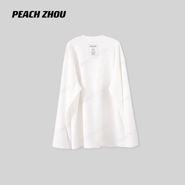 『PEACHZHOU』毛巾加绒后标签宽松圆领落肩卫衣简约休闲大版型绒衫