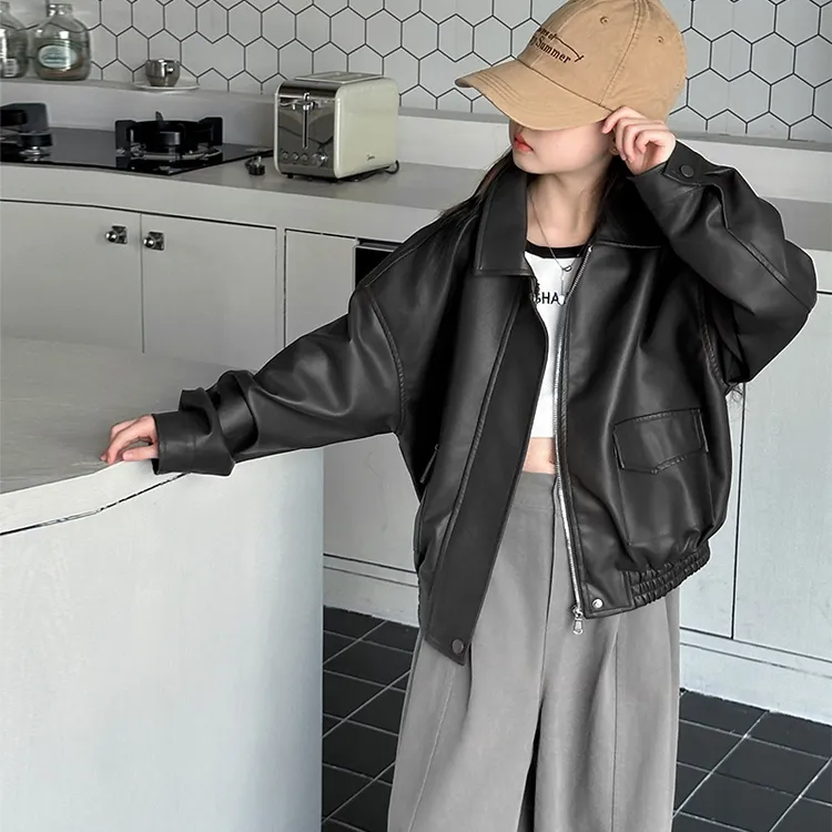 女童外套春秋款2025新款洋气夹克女大童上衣潮儿童秋装皮衣欧美风