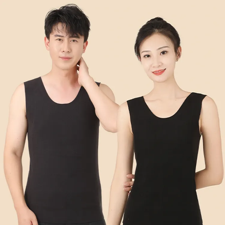 男女款冬季羊毛背心女加绒加厚无痕打底发热贴片柔软亲肤