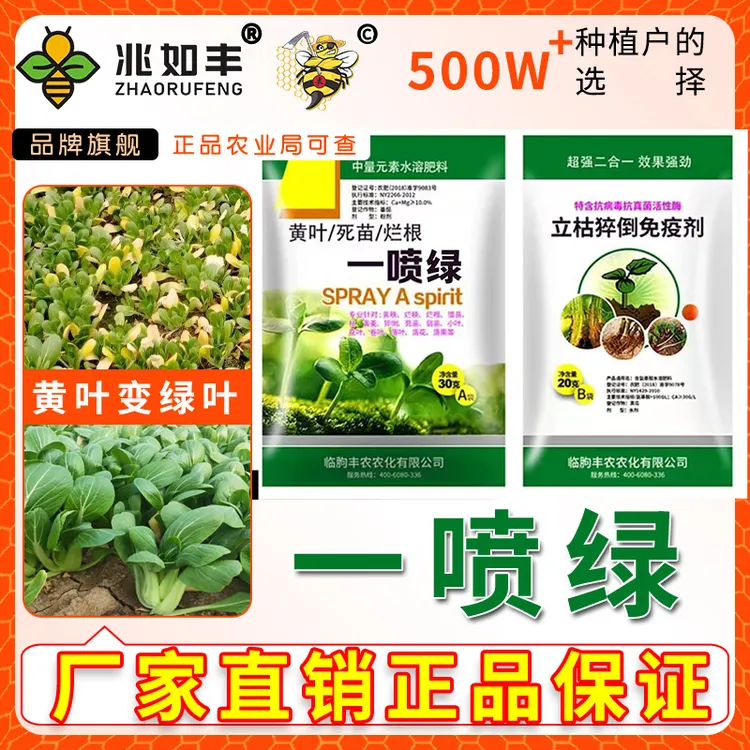 兆如丰黄叶一喷绿壮苗蔬菜叶绿素防落花落果营养液氨基酸水溶肥料