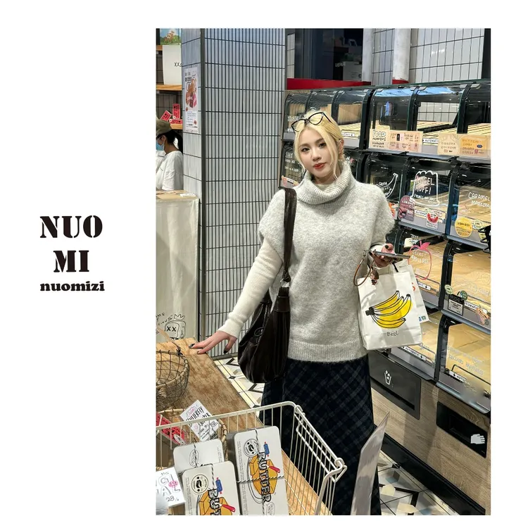ZOZ糯米子[定格上衣]韩系高领背心毛衣2025新款慵懒松弛叠穿上衣