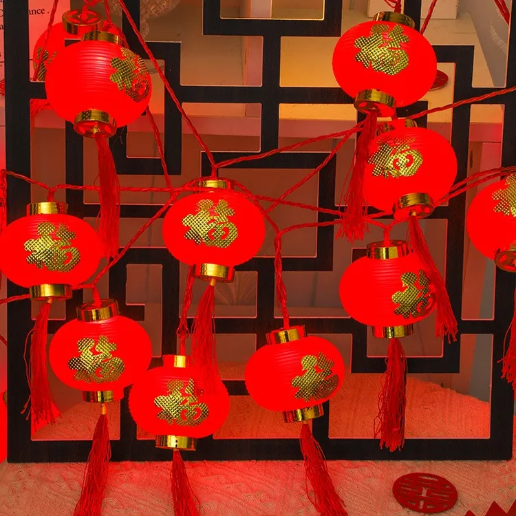 春节红灯笼灯串户外防水中式家用客厅阳台装饰彩灯春节专用彩灯串
