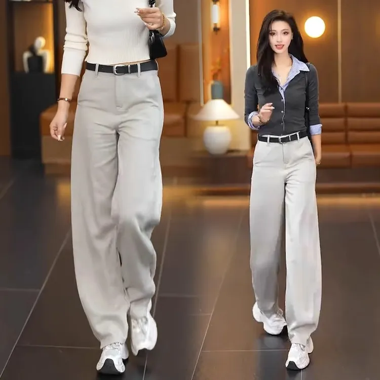 高腰春季春秋季印花弯刀裤牛仔裤阔腿裤夏季休闲裤韩版减龄