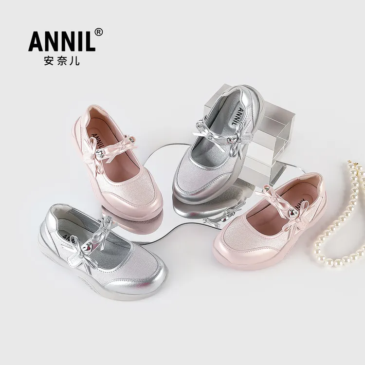 ANNIL/安奈儿休闲风女童合成革女皮鞋公主鞋时尚软底春秋小女孩