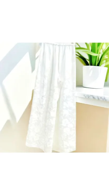 中式裤女国风新品提花休闲裤直筒松紧高腰垂感宽松