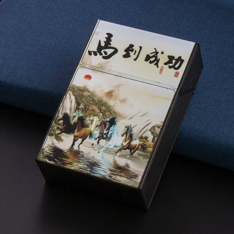 新款20支装烟盒便携男软硬包翻盖铝合金烟套抗压防潮创意彩印高档