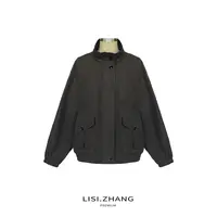LISI.ZHANG--【复古立领短外套】宽松蝙蝠型棉质地纯色休闲外套
