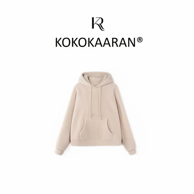 kokokaaran/可可咔伦 “摇粒卫衣”连帽口袋套头纯色卫衣 SH250739