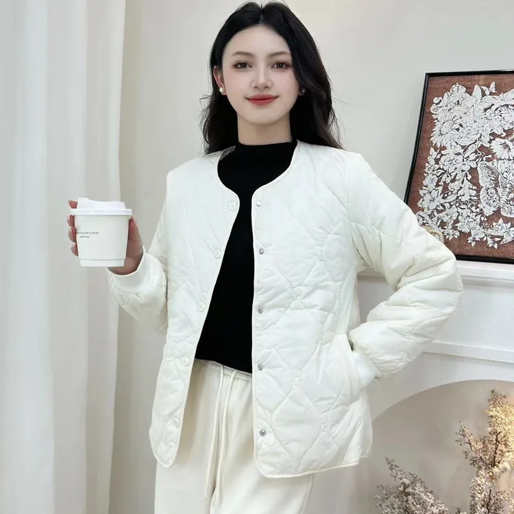 女款内胆外穿棉衣大码短款纯色薄轻薄棉袄韩版冬季菱格学院风