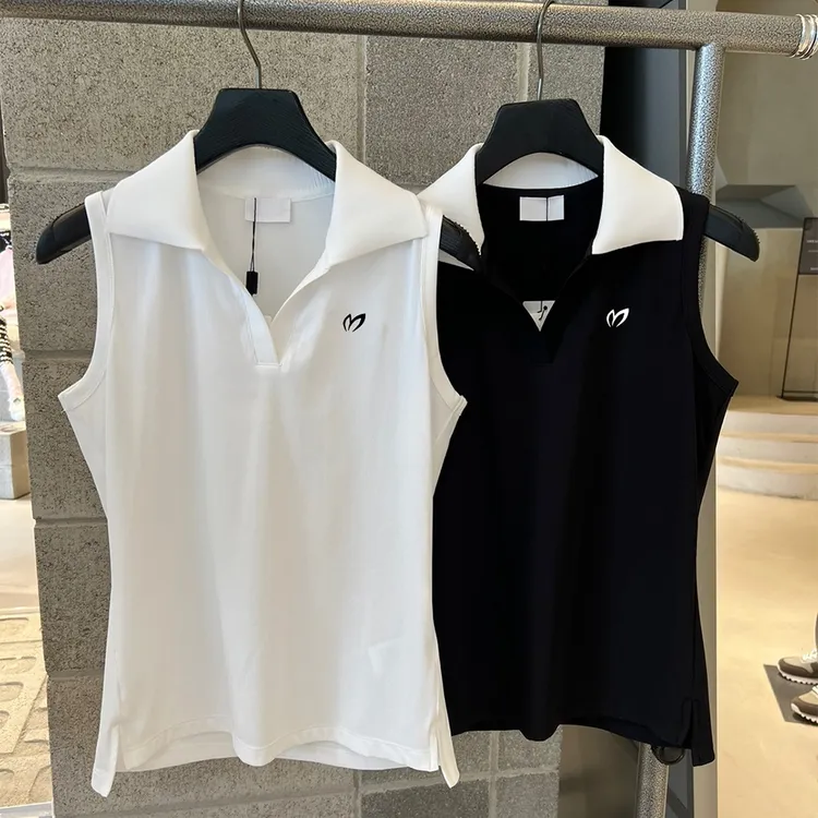 高尔夫服装夏季新款无袖翻领T恤修身显瘦时尚舒适弹力运动球衣服