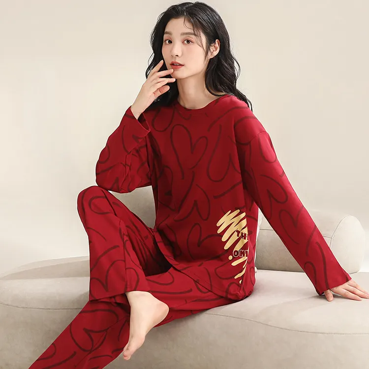 【2025新款】睡衣女士春秋季长袖长裤红色喜庆结婚本命年秋季家居服