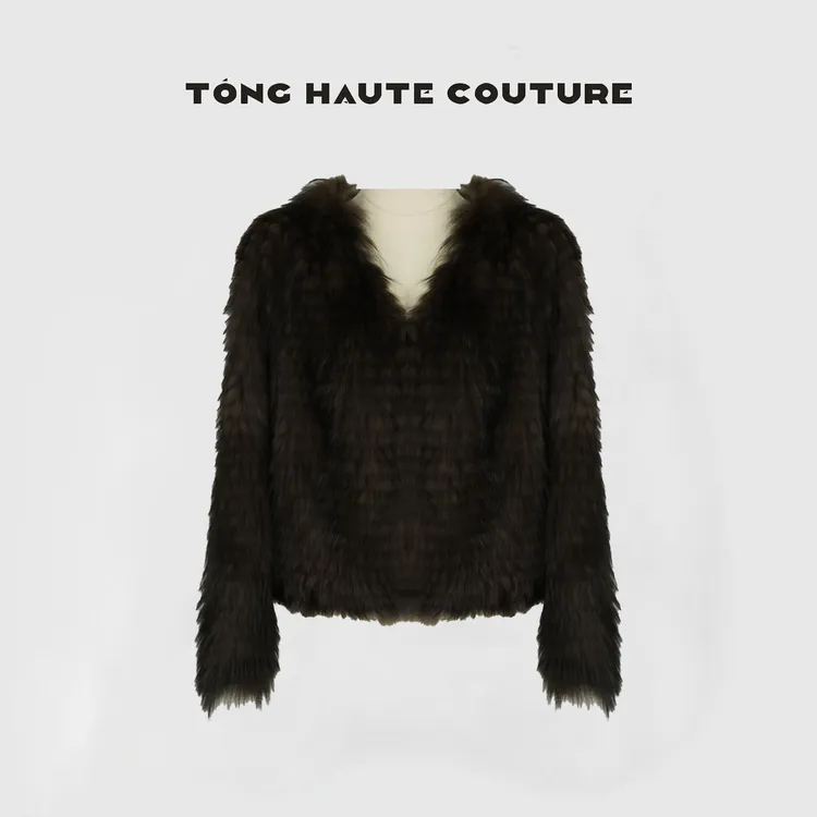 【景瑜】25年新款100狐狸毛高级感轻奢V领时尚外套 YW426