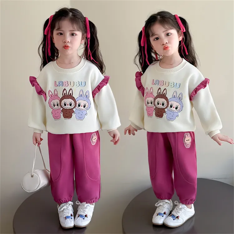 女童秋装2025新款套装洋气卫衣儿童春秋季运动时髦宝宝炸街两件套