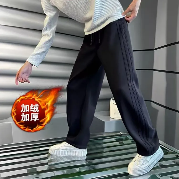 男士休闲弯刀卫裤设计压褶香蕉平角裤厚款百搭宽松时尚潮流休闲裤