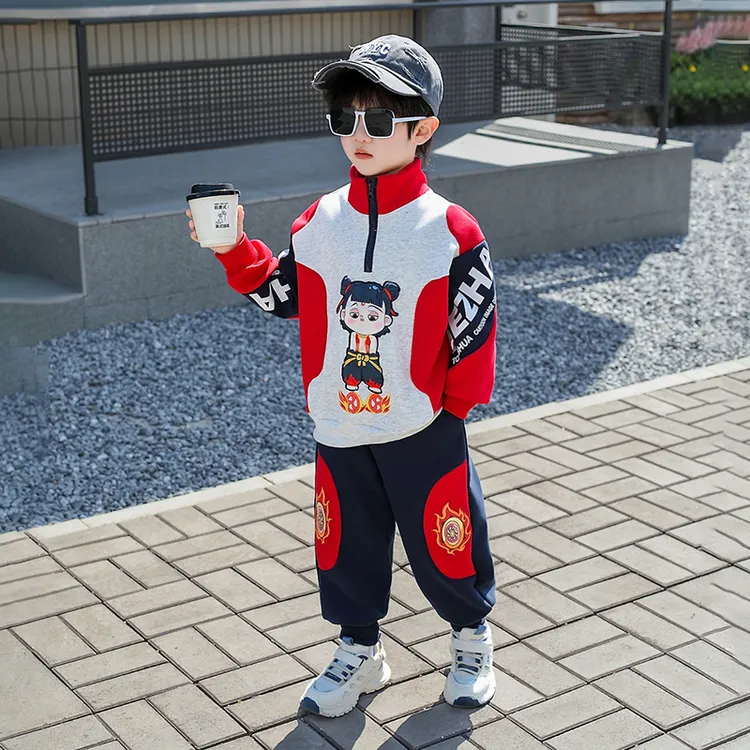 哪吒儿童服装男童春装套装男孩卡通卫衣春秋宝宝发光带闪亮灯衣服