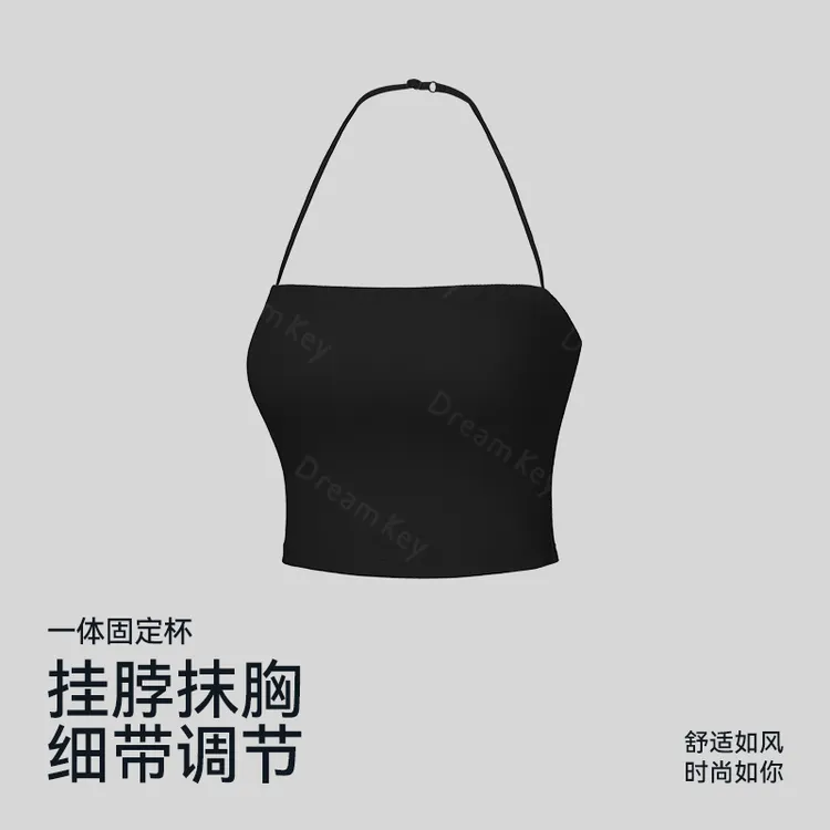 一体式运动挂脖抹胸细带背心女款防震防下垂瑜伽服上衣可外穿8605