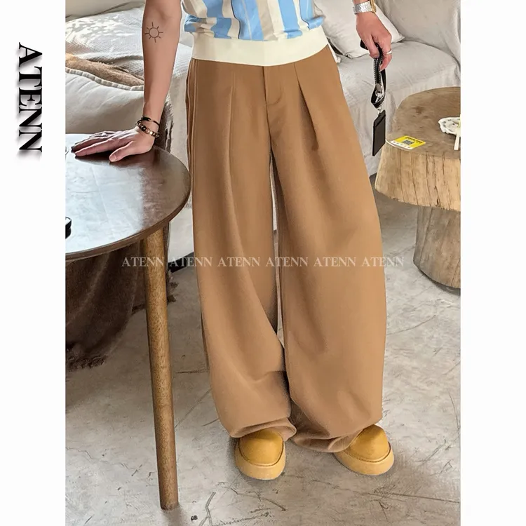 ATENN2025设计师款小众时尚百搭潮流个性款阔腿拖地裤
