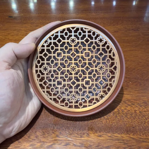 朱泥新中式镂空壶承茶壶泡茶干泡壶承壶托茶具配件