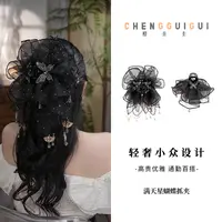 重工蝴蝶氛围感鲨鱼夹百搭高级感优雅时尚小众气质手工抓夹发饰