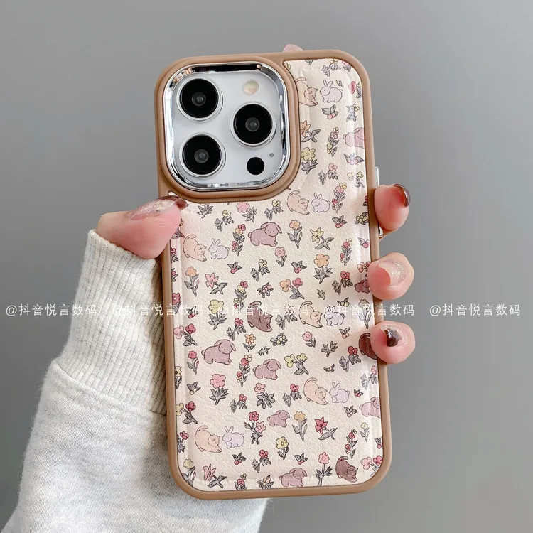 镜框鼓皮适用iphone17promax苹果16手机壳15/14/13/12华为猫兔潮