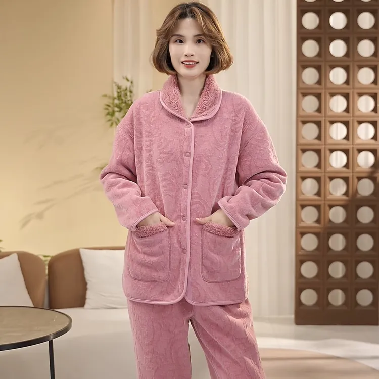 【重磅升级版~集合】双面双穿~加绒加厚方格雪绒花2025家居服外穿