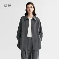 初棉【9.27上新】25秋TR磨毛细条纹宽松休闲复古衬衫366604005
