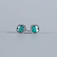 原矿精品绿松石S925银耳钉男女通用节日好物工艺多样性发