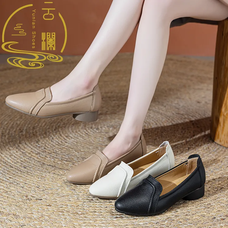 3CM浅口低跟羊皮女鞋春季软面尖头底时尚潮流尖头平底鞋百搭软底