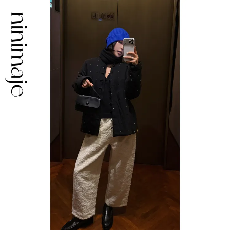 NanBeiBei 重工花卉立体肌理感廓形提花裤 8206