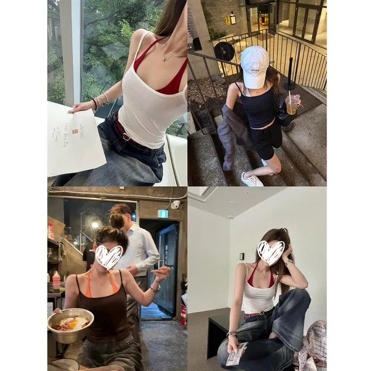 多巴胺假两件挂脖吊带有胸垫#9305