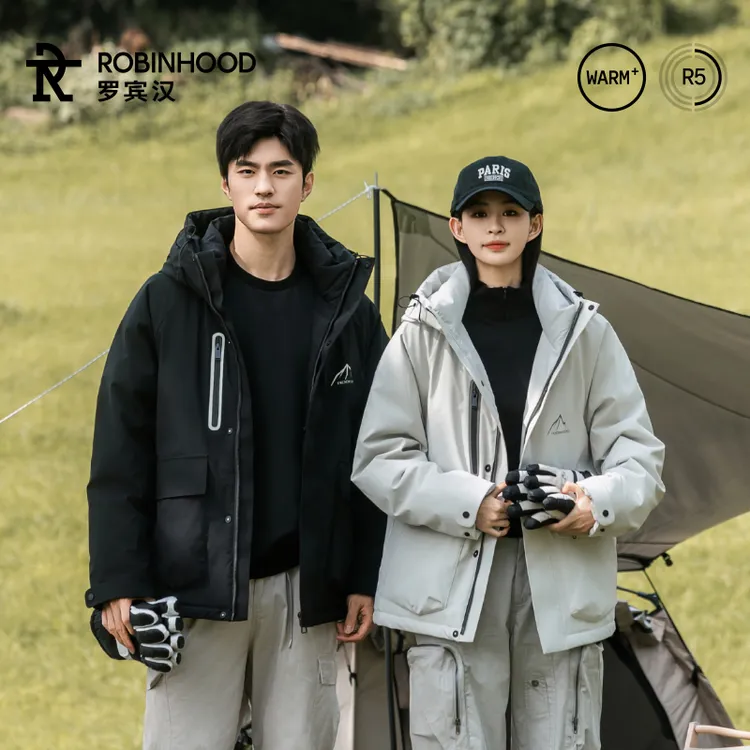 ROBINHOOD/罗宾汉男女同款户外宽松工装连帽鸭绒羽绒服R048Y51170