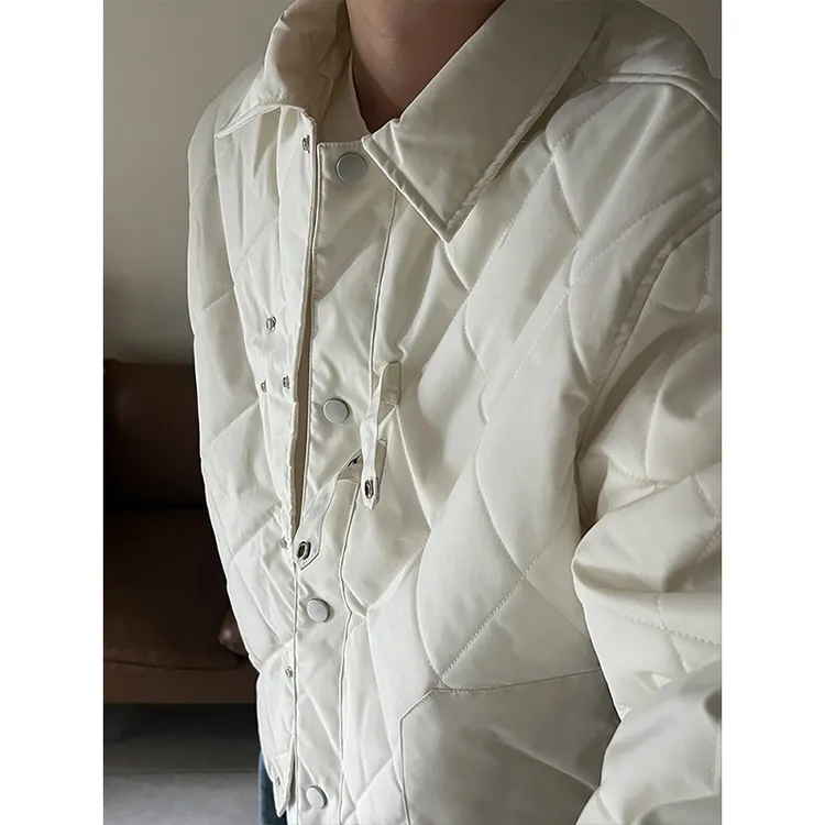 飛魚复古潮流菱形棉衣棉服立领翻领男保暖冬季情侣款加棉衣