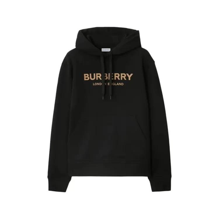 【双11好物】Burberry/博柏利黑色棉质字母印花连帽长袖卫衣