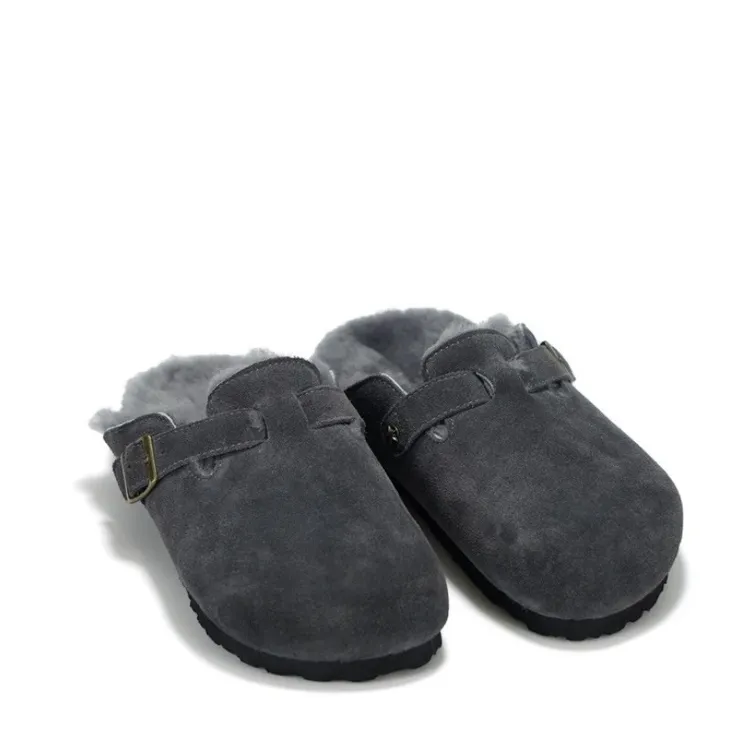 钱嘟嘟舒适休闲羊皮毛一体平底保暖秋冬慵懒鞋时尚懒人加绒鞋