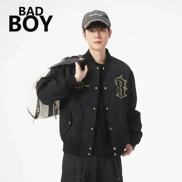 BOY春秋季外套男宽松刺绣夹克男美式轻奢绣花飞行服潮牌男棒球服