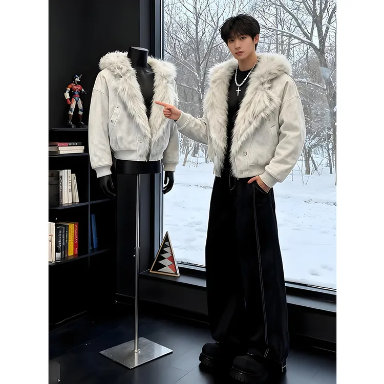 苍狼座山雕剪裁解构棉服外套男款冬季加绒加厚高级感保暖夹克棉衣